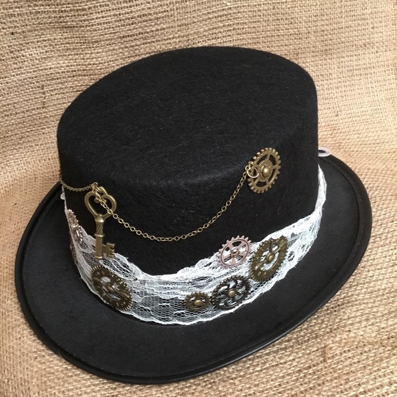 Steampunk Top Hat Black and Lace NWT - Picture 3 of 6